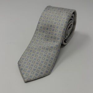 Imani Uomo 100% Silk Narrow Tie - Ivory/Blue